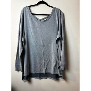 Terra & Sky Womens 2X (20W-22W) Gray Long Sleeve Slouchy‎ Casual Lounge
